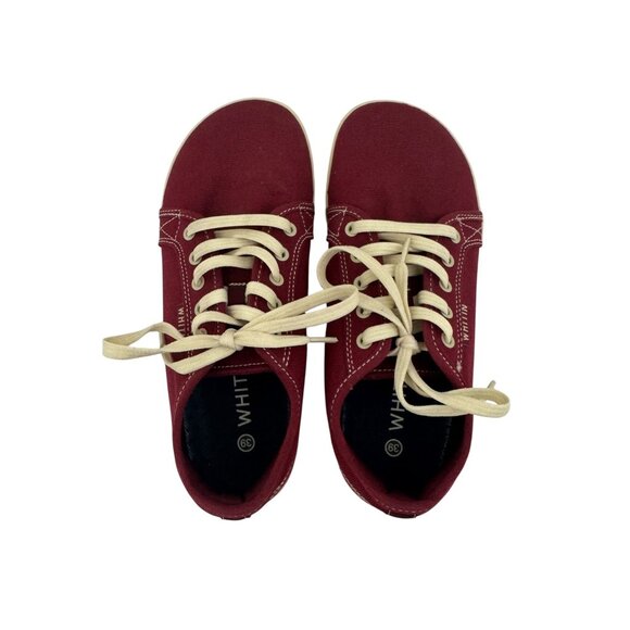 Whitin Womens Red Canvas Wide Toe Box Barefoot Shoes Sneakers Size 39/ 8 or 8.5 - Picture 1 of 11